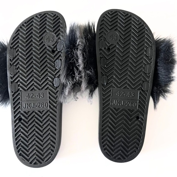 Faux Fur Fluffy Furry Slides Fuzzy Sandals Furry Open Toe Slippers - Picture 5 of 6